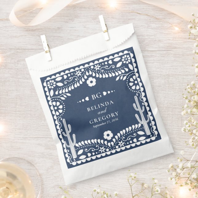 Sachets En Papier Papel Picado Boda Mexican Rustic Blue Wedding (Coupé)