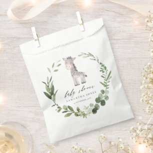 Sachets En Papier Papier de Baby shower de serrure Zebra Green Folia