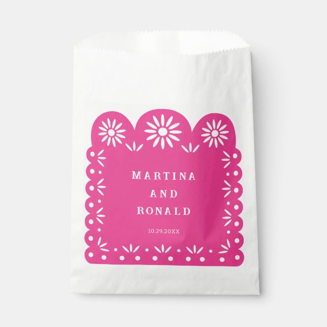 SACHETS EN PAPIER PAPIER DÉCOUPÉ MEXICAIN ROSE (Devant)