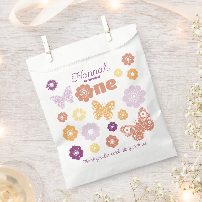 Sachets En Papier Papillon rétro Premier anniversaire Favoriser Sac (Coupé)