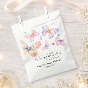 Sachets En Papier Papillon rose violet Baby shower fille