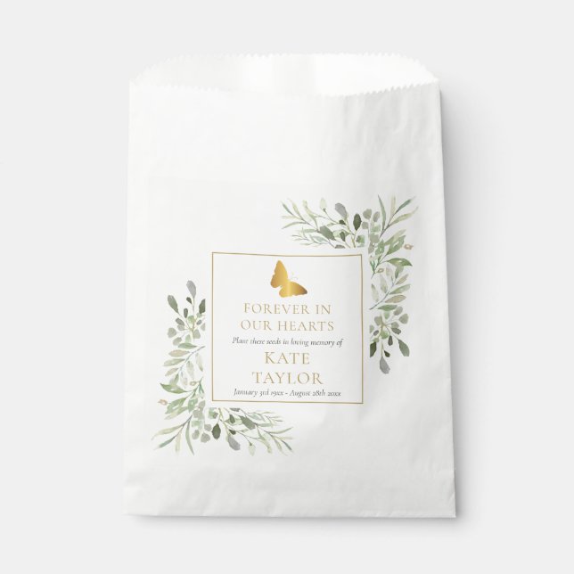 Sachets En Papier Papillon vert semence paquet funéraire mémorial (Devant)