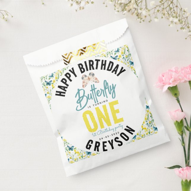 Sachets En Papier Papillon Whimsical Floral 1er anniversaire (Scellé)