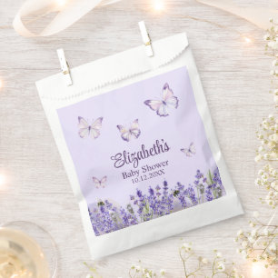 Sachets En Papier Papillons pourpres et Baby shower de prêteurs