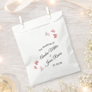 Sachets En Papier Papillons roses Jardin Romantique Simple Mariage