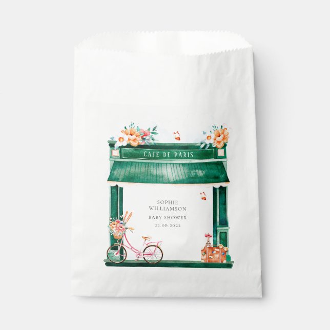 Sachets En Papier Paris Café Boulangerie Aquarelle Favoriser Sac (Devant)