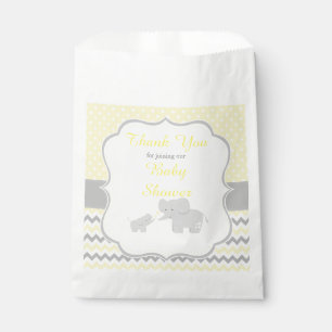 Sachets En Papier Parti Eléphant Jaune et Gris Baby shower
