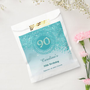 Sachets En Papier Parties scintillant Bleue Turquoise Chic, Cadre Dé