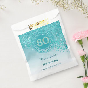 Sachets En Papier Parties scintillant Bleue Turquoise Chic, Cadre Dé