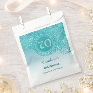 Sachets En Papier Parties scintillant Bleue Turquoise Chic, Cadre Dé