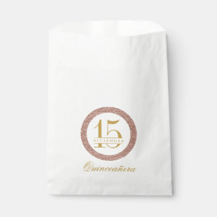 Sachets En Papier Parties scintillant d'or Rose Quinceanera personna