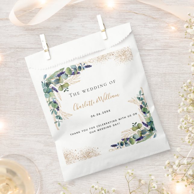 Sachets En Papier parties scintillant mariage de verdure eucalyptus  (Coupé)