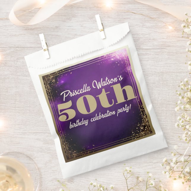 Sachets En Papier Parties scintillant pétillante Purple et Gold Anni (Coupé)