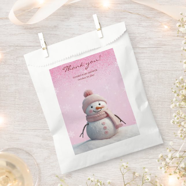 Sachets En Papier Parties scintillant roses Baby shower de snowman d (Coupé)