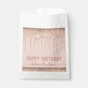 Sachets En Papier Parties scintillant roses Joyeuses serviettes d'an