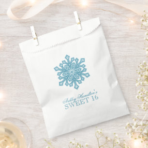 Sachets En Papier Parties scintillant Snowflake Turquoise Sweet 16 W