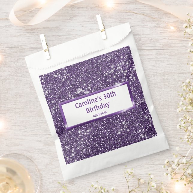 Sachets En Papier Parties scintillant violet Faux, texture Look avec (Coupé)