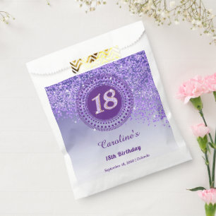 Sachets En Papier Parties scintillant violette chic et cadre pointil