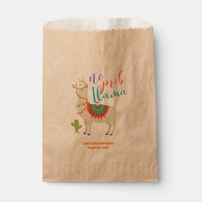 Sachets En Papier Pas de sac de faveur Llama Kraft Prob (Devant)