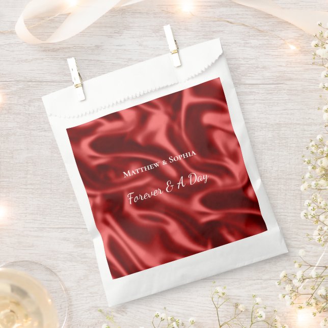 Sachets En Papier Passion Rouge Romantique Faux Satin Mariage (Coupé)