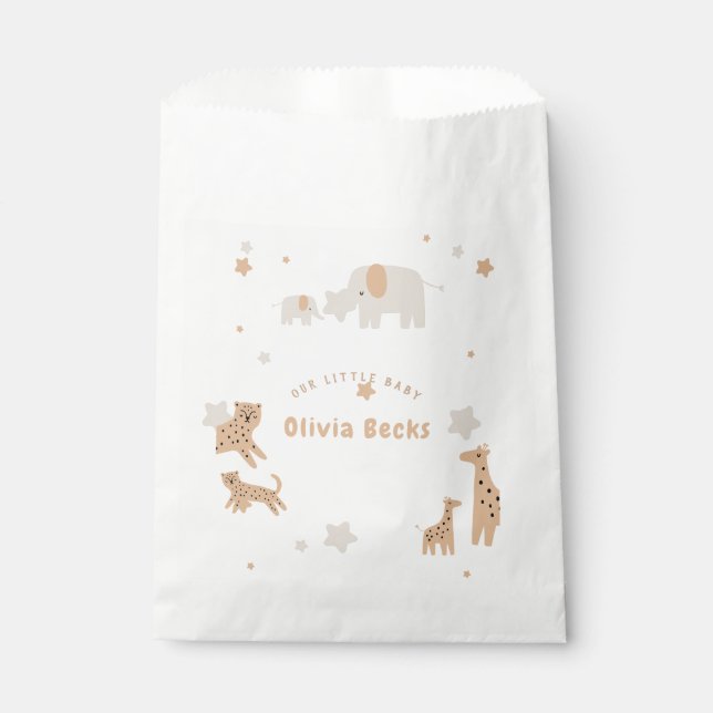 Sachets En Papier Pastel Beige mignon Baby shower illustratif (Devant)