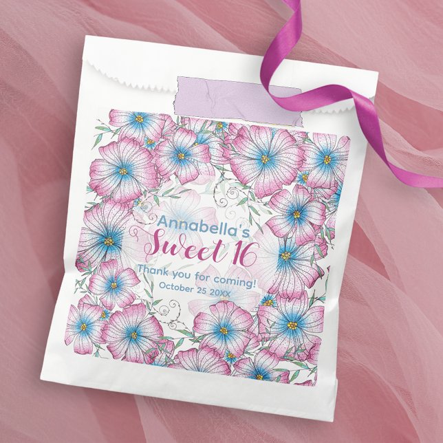 Sachets En Papier Pastel bohème Floral rose bleu doux 16 (Créateur téléchargé)