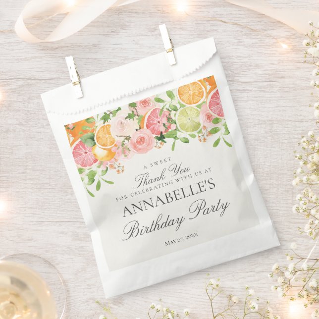 Sachets En Papier Pastel Citrus Floral Little Cutie Anniversaire Des (Coupé)