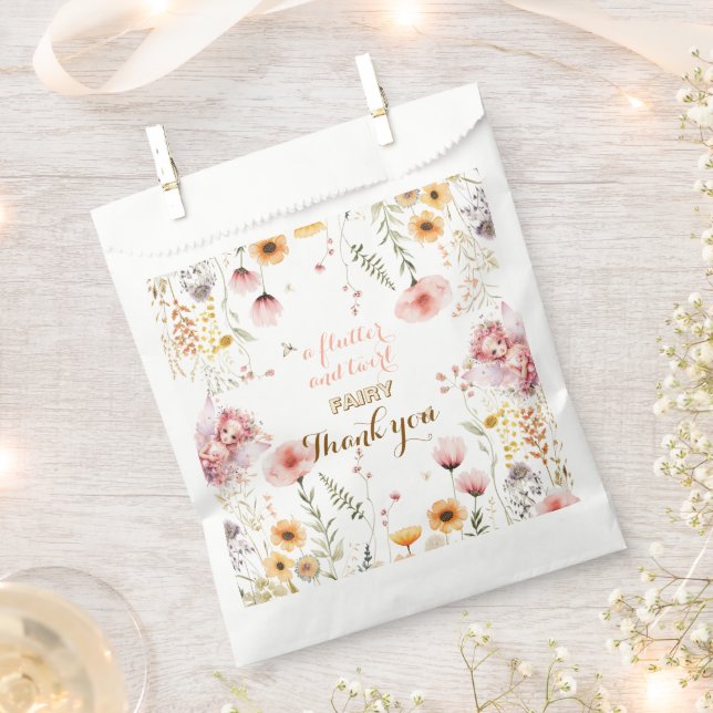 Sachets En Papier Pastel Fairy jardin fleuri thé fête anniversaire (Coupé)