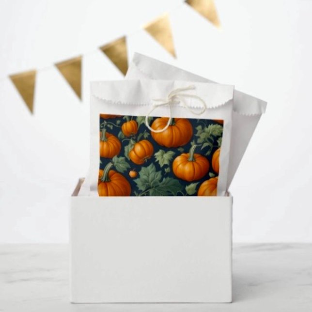Sachets En Papier Patch de citrouille feuillue (Favor Bag Dimensions: 5.75”x8” sold in sets of 50. 
)