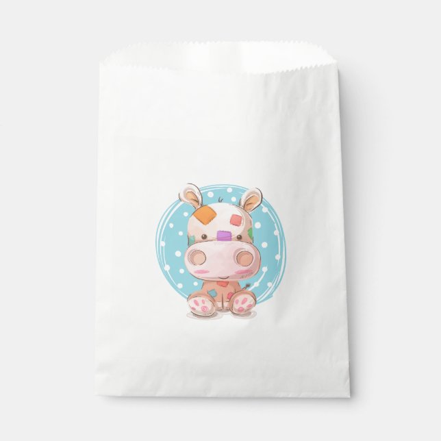 Sachets En Papier Patchwork Hippo bleu (Devant)