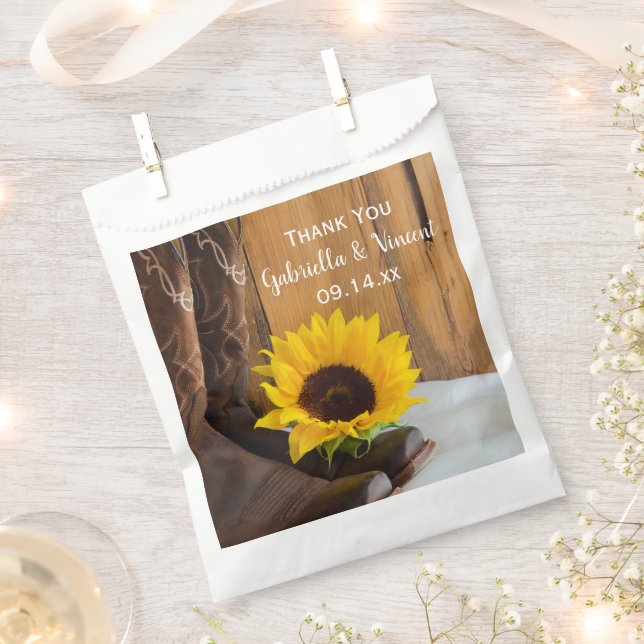 Sachets En Papier Pays Tournesol Ouest Mariage Merci (Coupé)