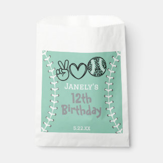 Sachets En Papier Peace Love Softball Anniversaire