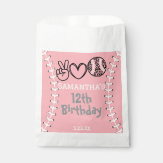 Sachets En Papier Peace Love Softball Anniversaire