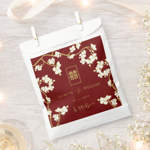 Sachets En Papier Pêche d'ivoire/fleurs de prune Double Mariage de b