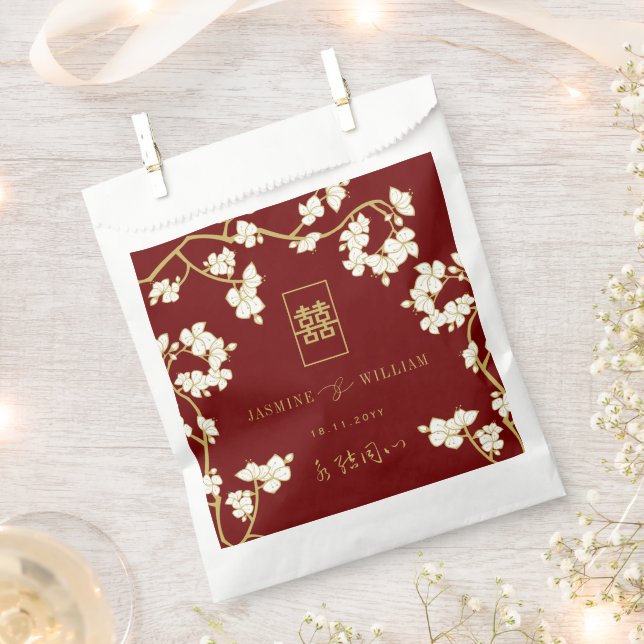 Sachets En Papier Pêche d'ivoire/fleurs de prune Double Mariage de b (Coupé)