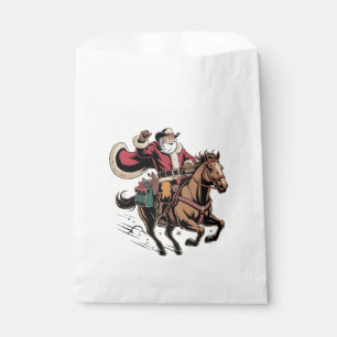 Sachets En Papier Père Noël cow-boy à cheval Noël