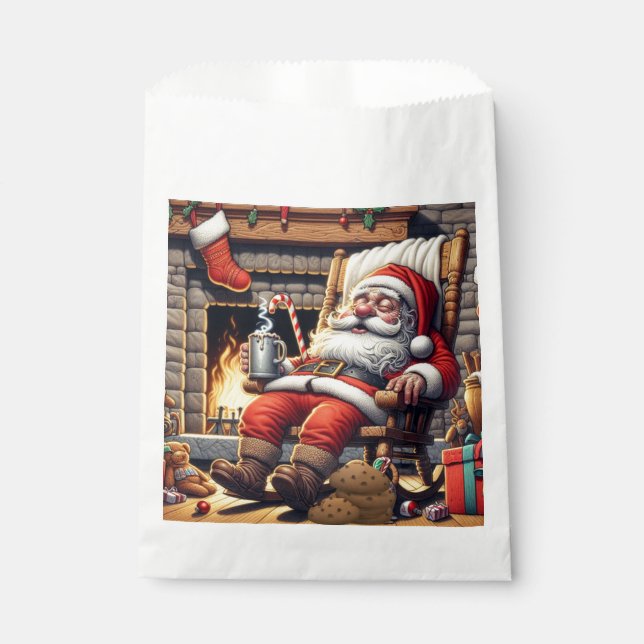 Sachets En Papier Père Noël dort Noël (Devant)