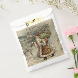 Sachets En Papier Père Noël victorien avec arbre de Noël