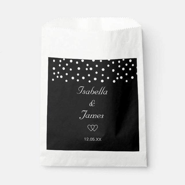 Sachets En Papier Perles chics sur Mariage noir & blanc (Devant)