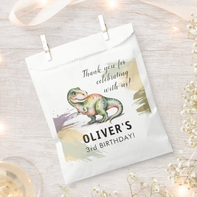 Sachets En Papier Personalized Dinosaur Kids Birthday Party (Coupé)
