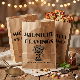 Sachets En Papier Personalized Retro Pizza Midnight Cravings Wedding
