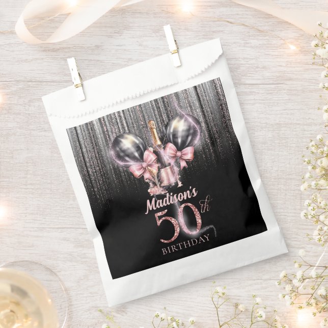 Sachets En Papier Personnalisé 50e anniversaire Champagne de luxe ro (Coupé)