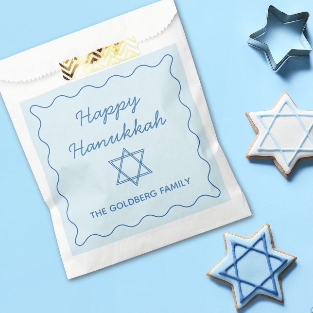 Sachets En Papier Personnalisé Jewish Star Blue Happy Hanoukka Party (Créateur téléchargé)