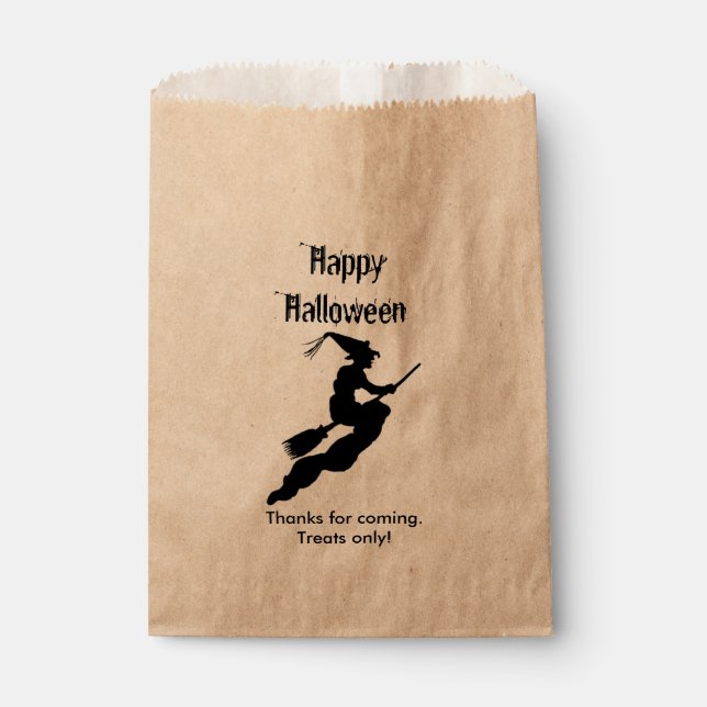 Sachets En Papier Personnaliser Merci, Happy Halloween - sorcière (Devant)