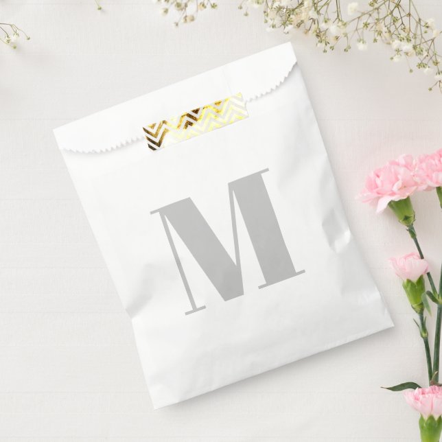 Sachets En Papier Personnaliser monogramme gris clair initial blanc (Scellé)