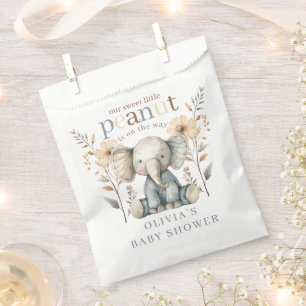 Sachets En Papier Petit Baby shower éléphant Bébé bleu arachide