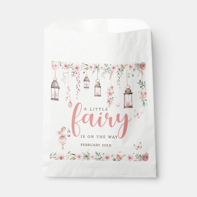 Sachets En Papier Petit Baby shower rose Enchantée Fée (Devant)