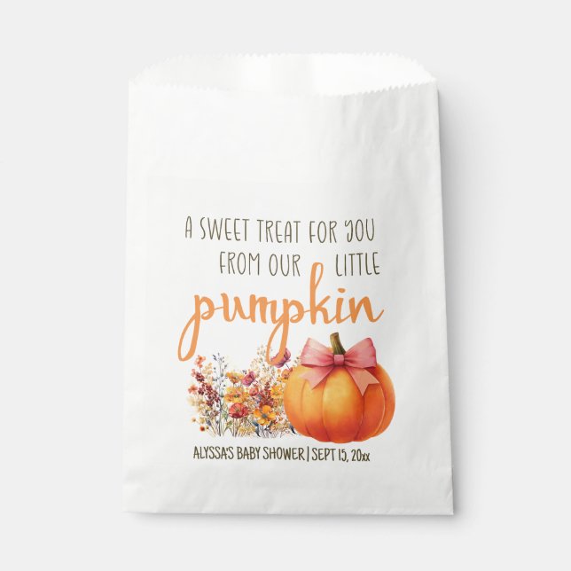 Sachets En Papier Petit Citrouille Sweet Baby shower  (Devant)