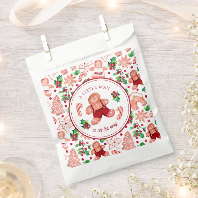 Sachets En Papier Petit Man Gingpain Baby shower de Noël (Coupé)