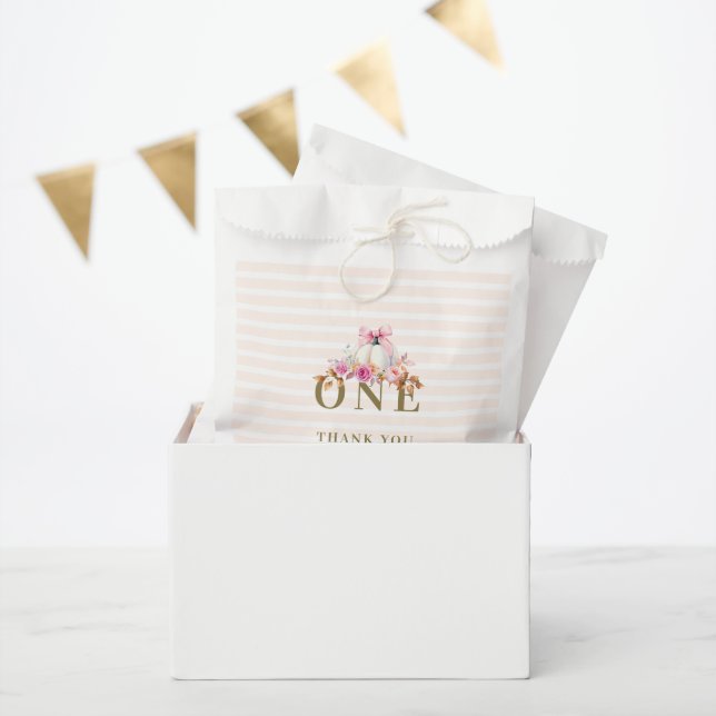 Sachets En Papier Petite Citrouille Bow Roses 1er Anniversaire Éléga (Fête)